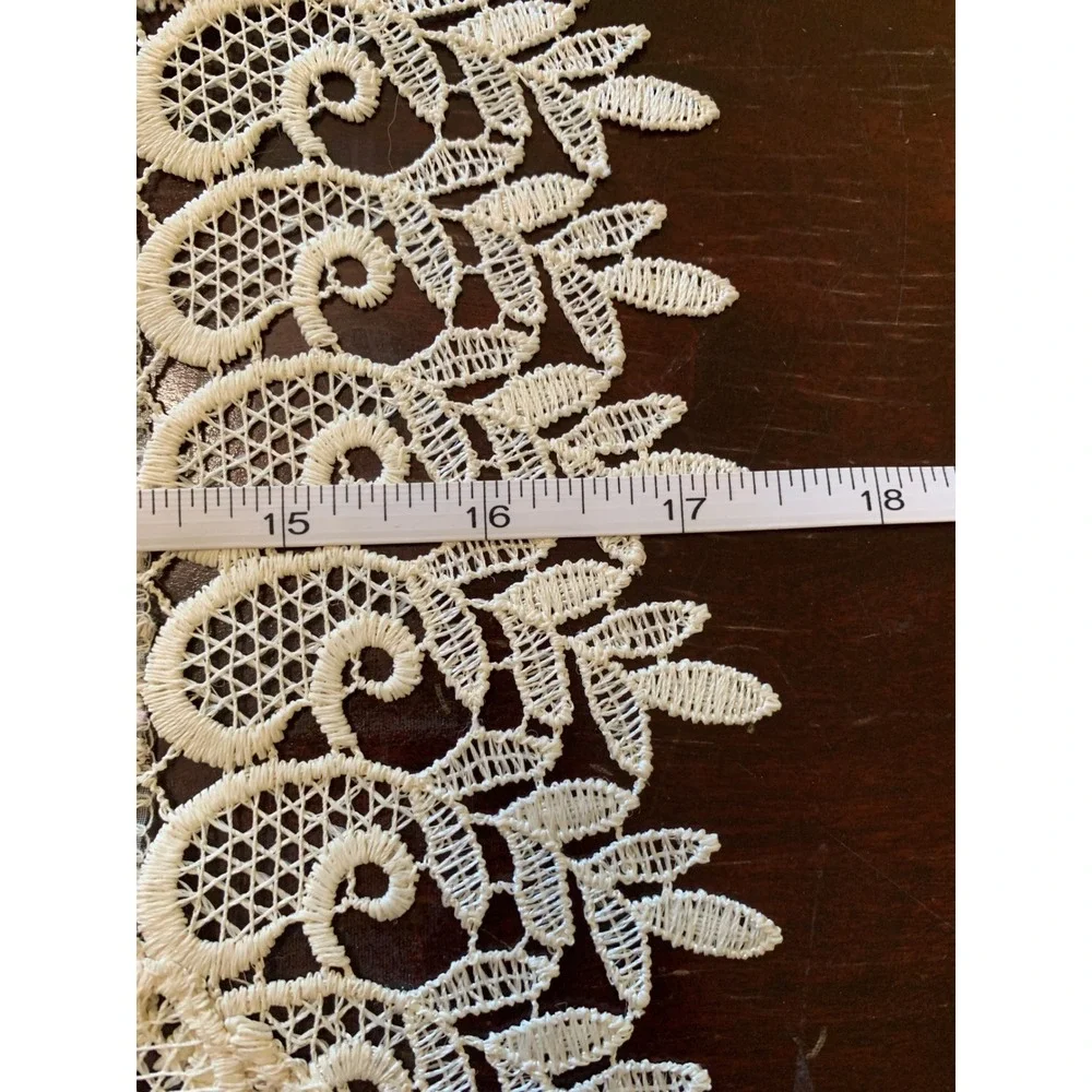 Vintage Lace Doilies Set of 2 Cream Floral Embroidered Table Linens